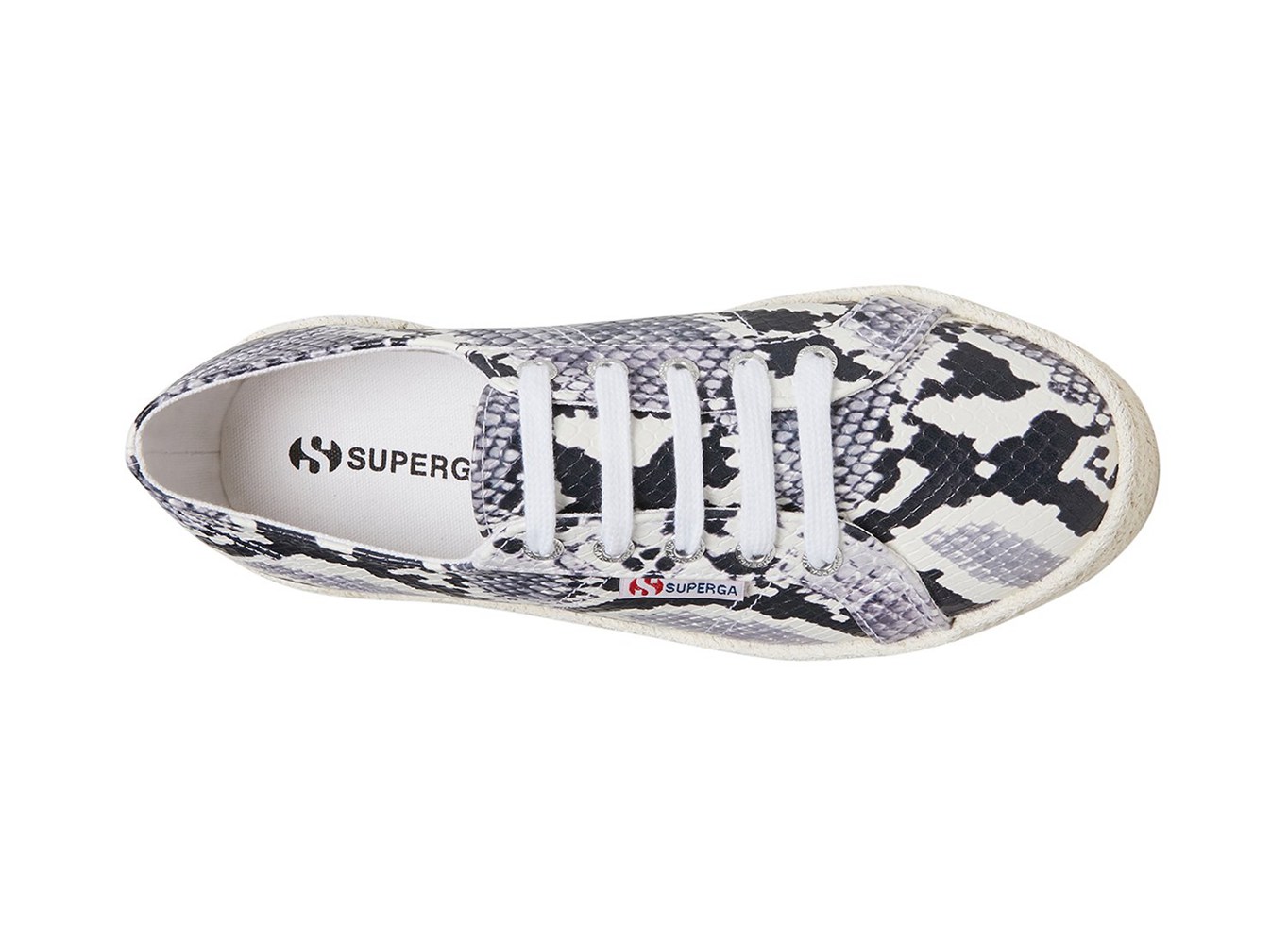 Zapatillas Superga Mujer Negras/Blancas/Serpent - 2730 Pufanropew - 728143EBF
